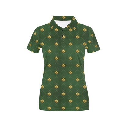 Clover Pattern Print Design 01 Women's Polo Shirt