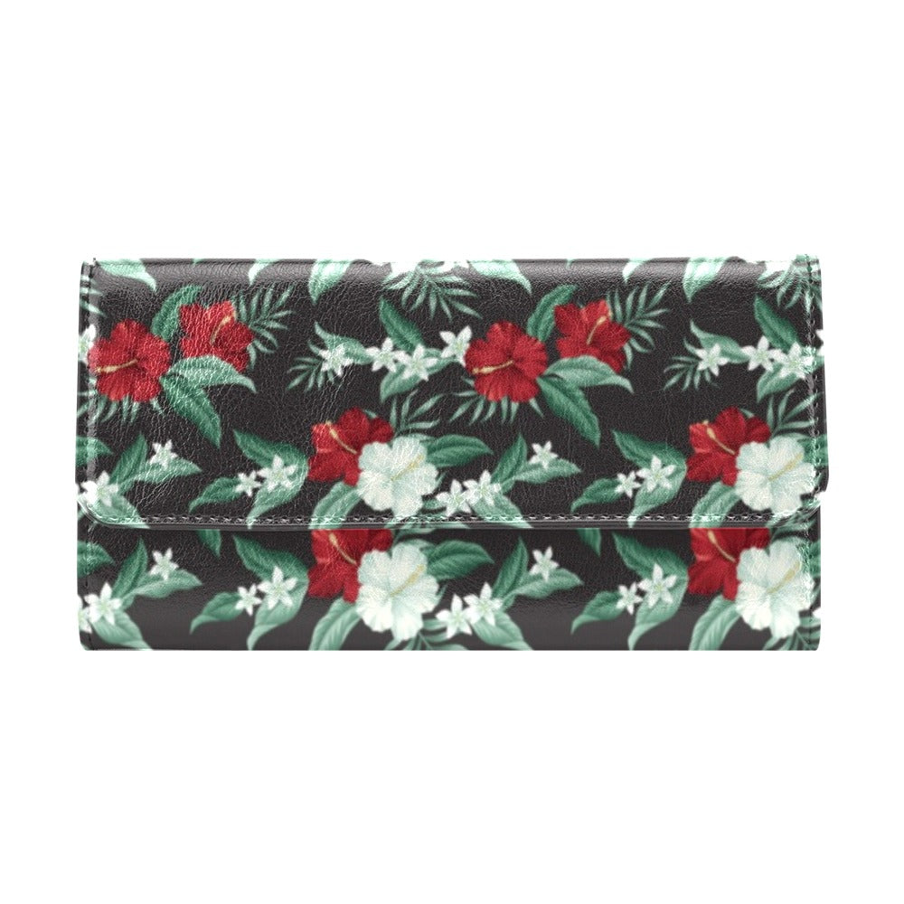 Tropical Flower Print Design LKS303 Women's Trifold Wallet