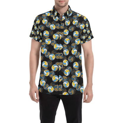 Volleyball Print Design LKS302 Men Short Sleeve Button Up Shirt