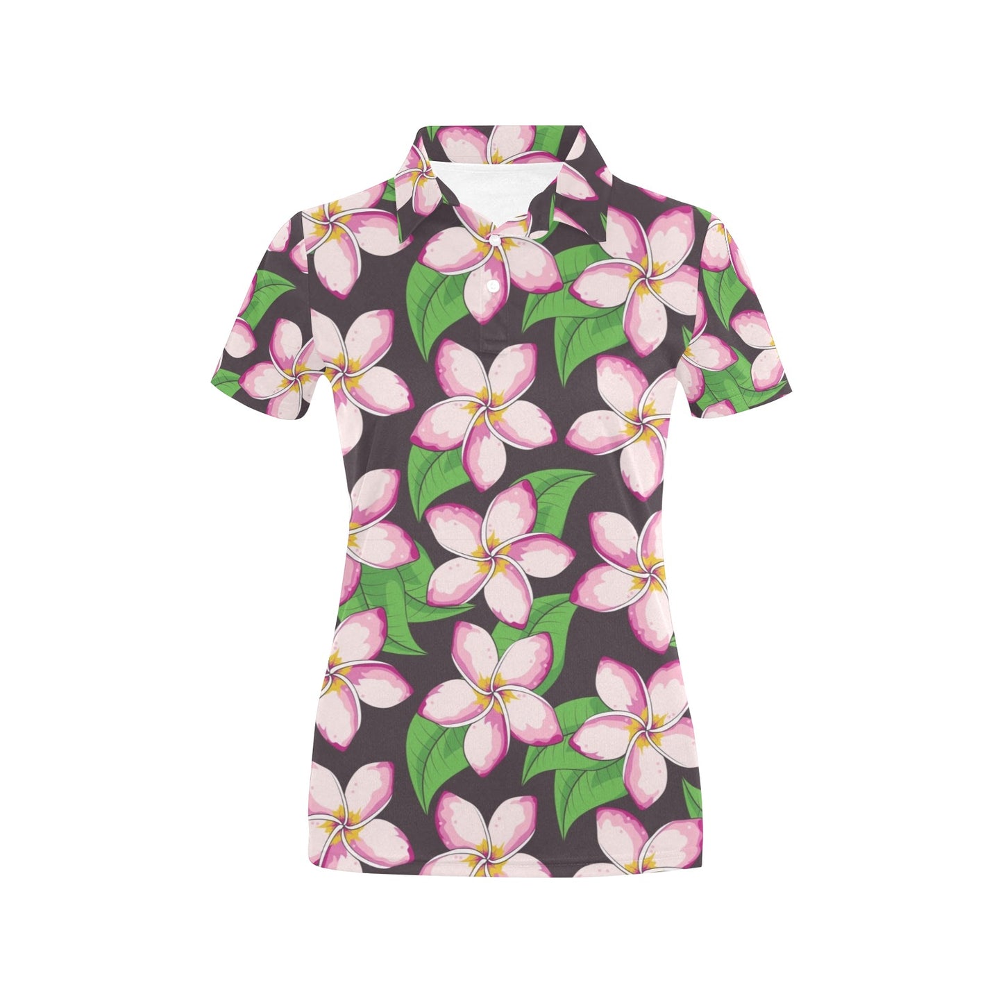 Pink Plumeria Pattern Print Design PM019 Women's Polo Shirt