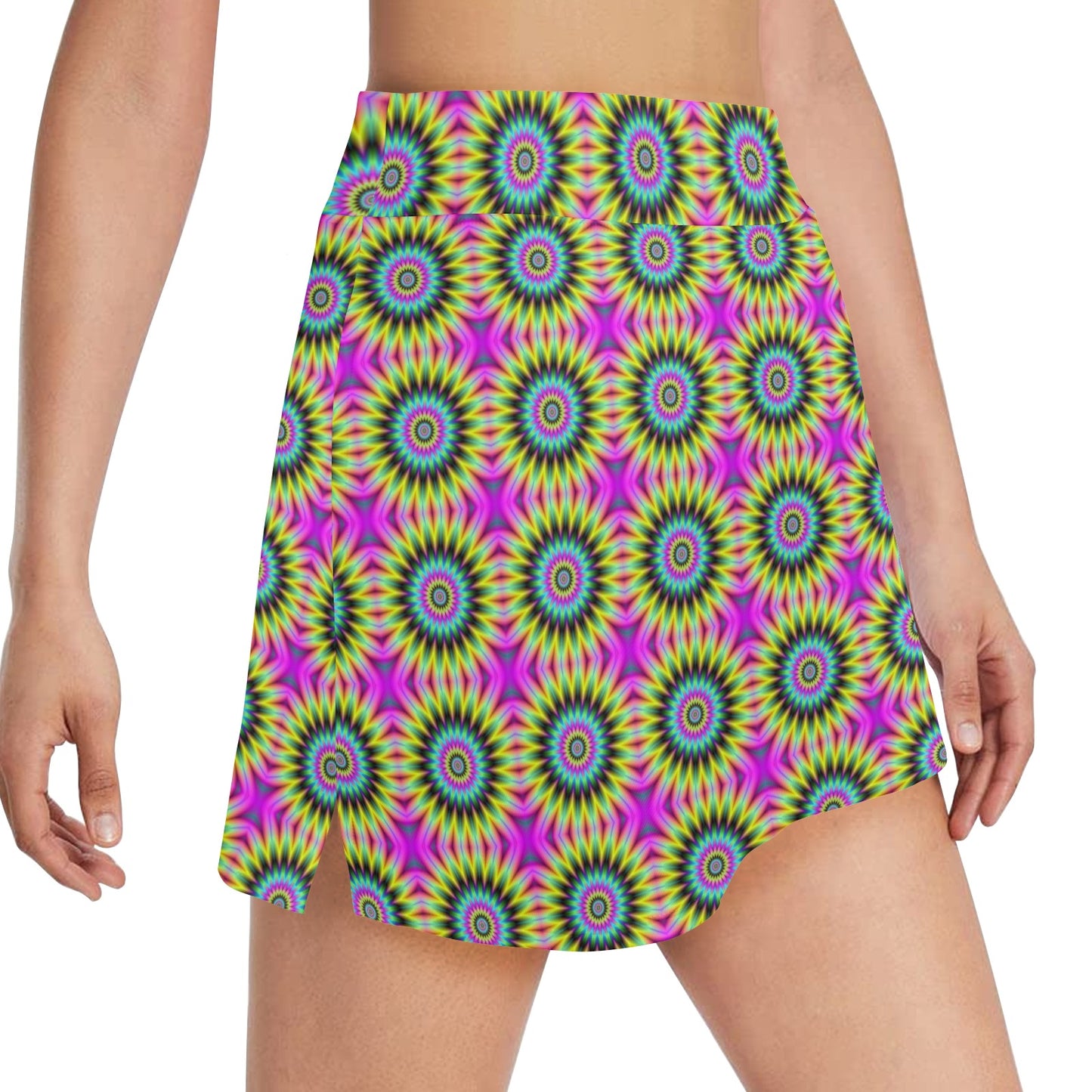 Optical illusion Flower Rainbow Style 17" Golf & Pickleball Skort with Pockets
