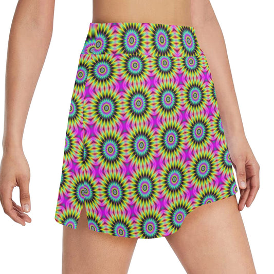 Optical illusion Flower Rainbow Style 17" Golf & Pickleball Skort with Pockets