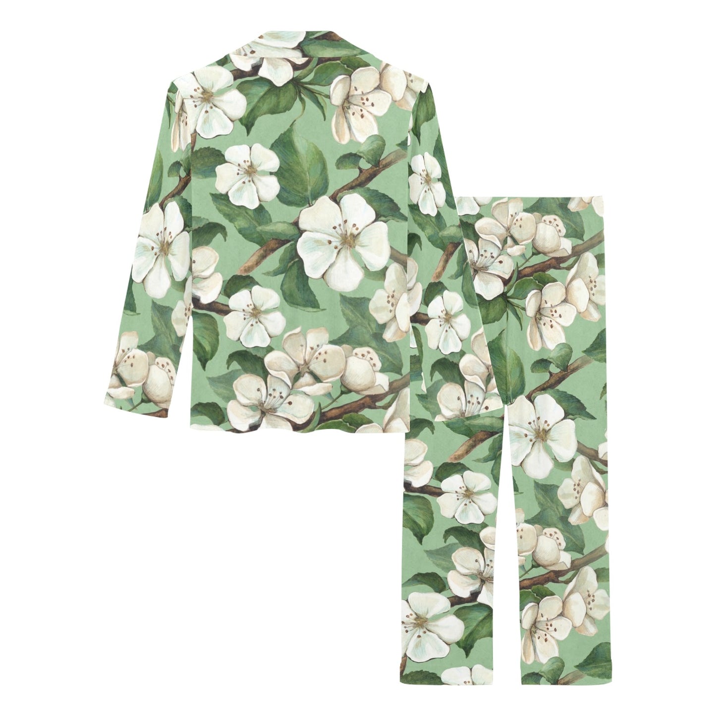 Apple blossom Pattern Print Design AB02 Women's Long Pajama Set