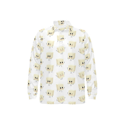 Tofu Print Design LKS301 Long Sleeve Polo Shirt For Men's