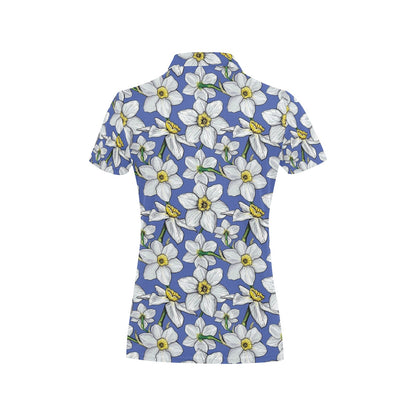 Daffodils Pattern Print Design DF08 Women's Polo Shirt