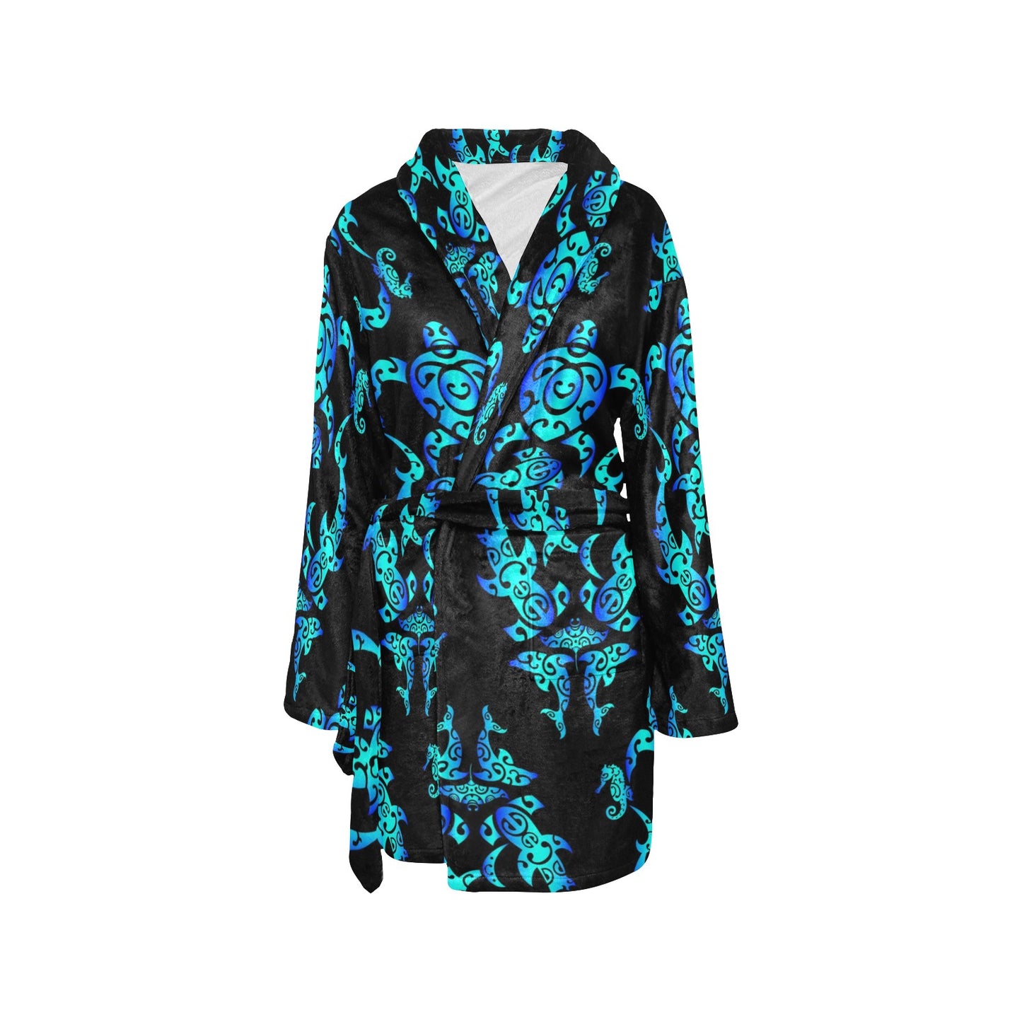 Sea turtle Polynesian Tribal Hawaiian Women's Fleece Robe