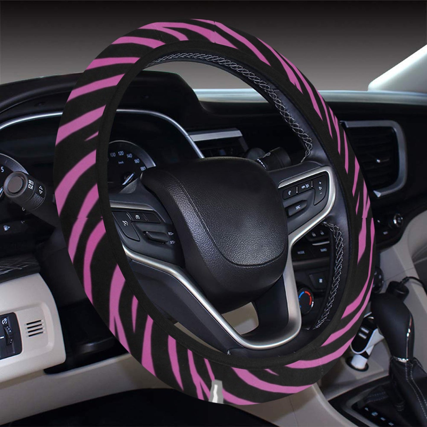 Zebra Pink Print Design LKS304 Steering Wheel Cover with Elastic Edge