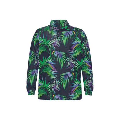 Palm Leaves Pattern Print Design PL04 Long Sleeve Polo Shirt For Men's