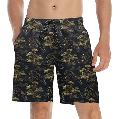 Tiger Japan Style Print Design LKS305 Men's Swim Trunks Beach Shorts