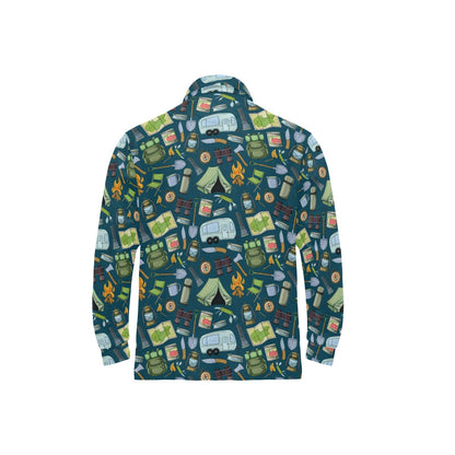 Camping Pattern Print Design 02 Long Sleeve Polo Shirt For Men's