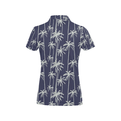 Palm Tree Pattern Print Design PT06 Women's Polo Shirt