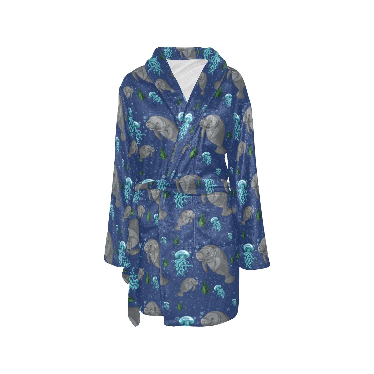 Manatee Pattern Print Design 01 Women's Fleece Robe