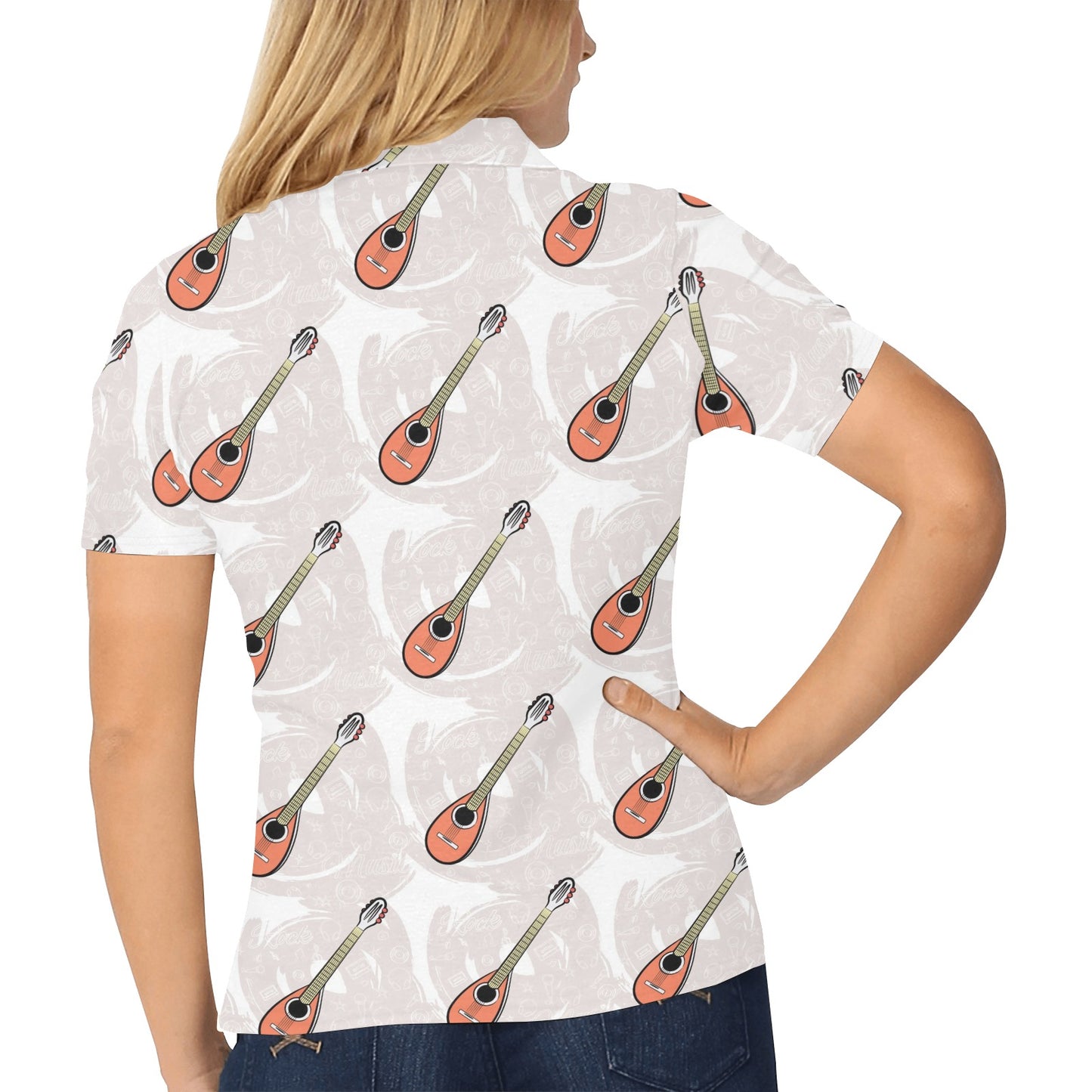 Mandolin Pattern Print Design 03 Women's Polo Shirt