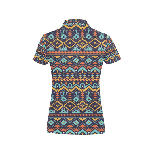 Aztec Style Print Pattern Women's Polo Shirt