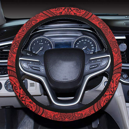 Bandana Red Print Design LKS304 Steering Wheel Cover with Elastic Edge