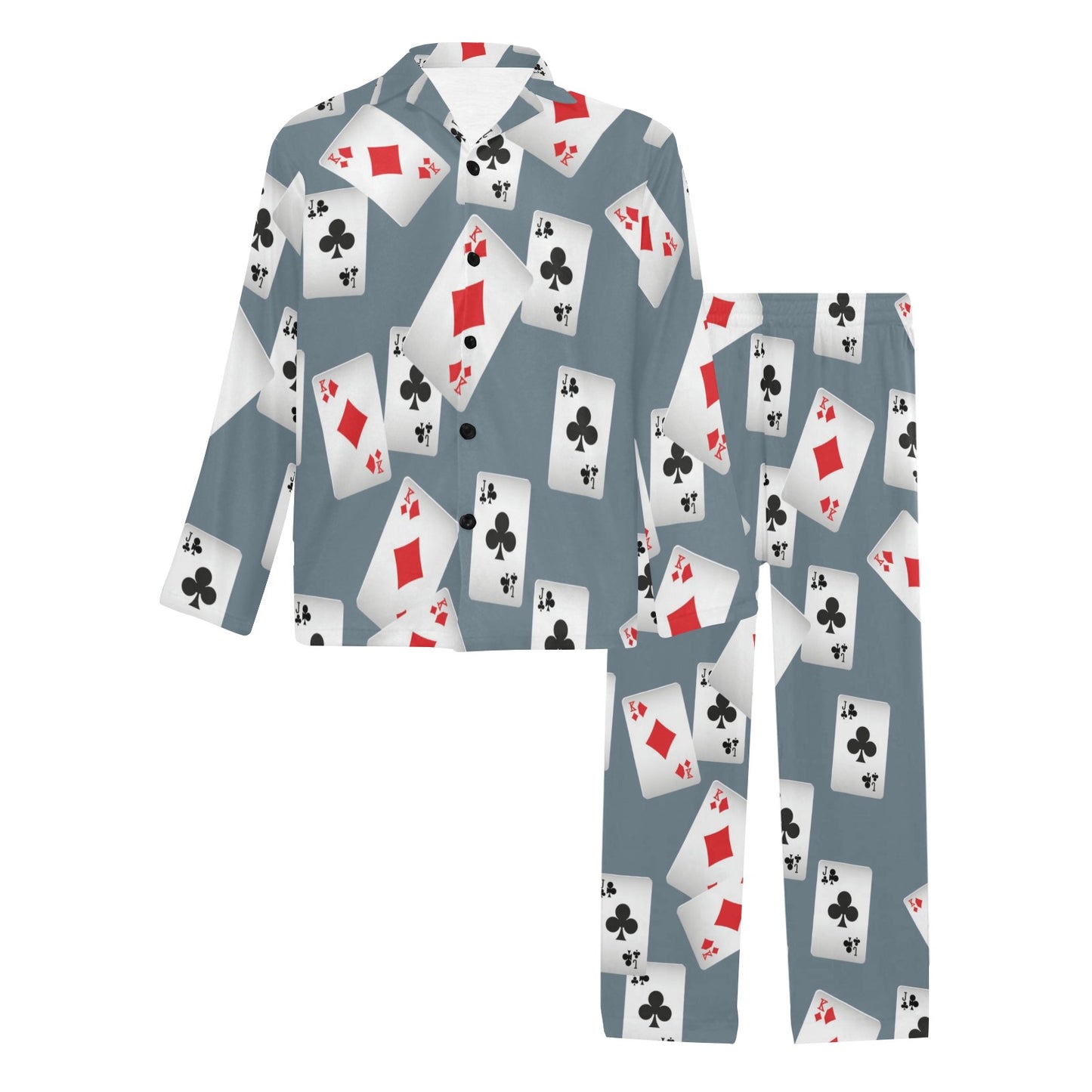 Poker Cards Pattern Print Design A05 Men's Long Pajama Set