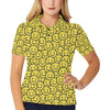 Smiley Face Emoji Print Design LKS302 Women's Polo Shirt