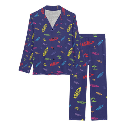 Surfboard Print Design LKS305 Women's Long Pajama Set