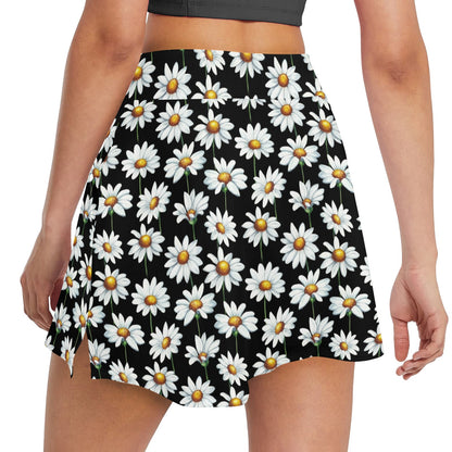 Daisy Print Pattern 17" Golf & Pickleball Skort with Pockets