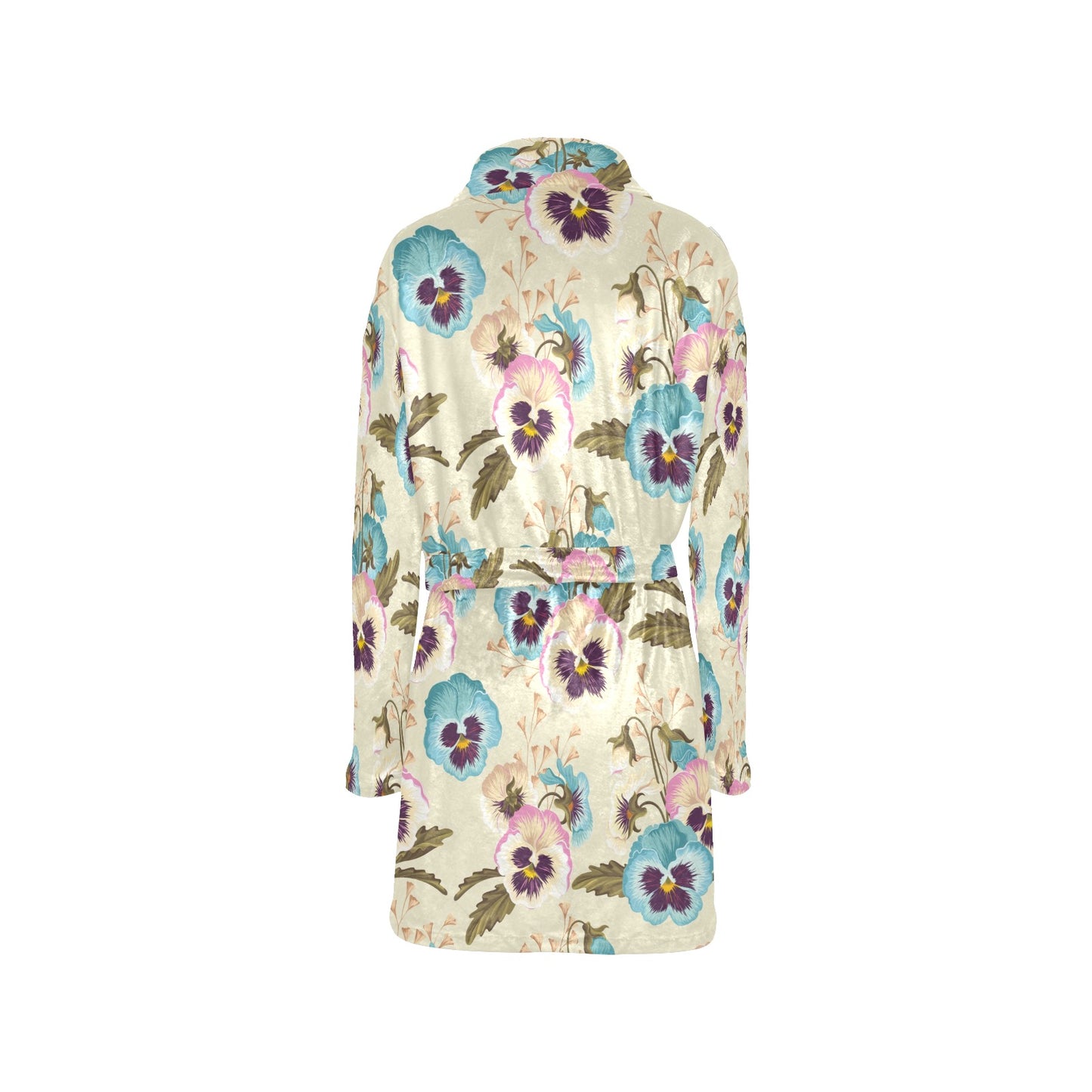 Pansy Pattern Print Design A02 Women's Fleece Robe