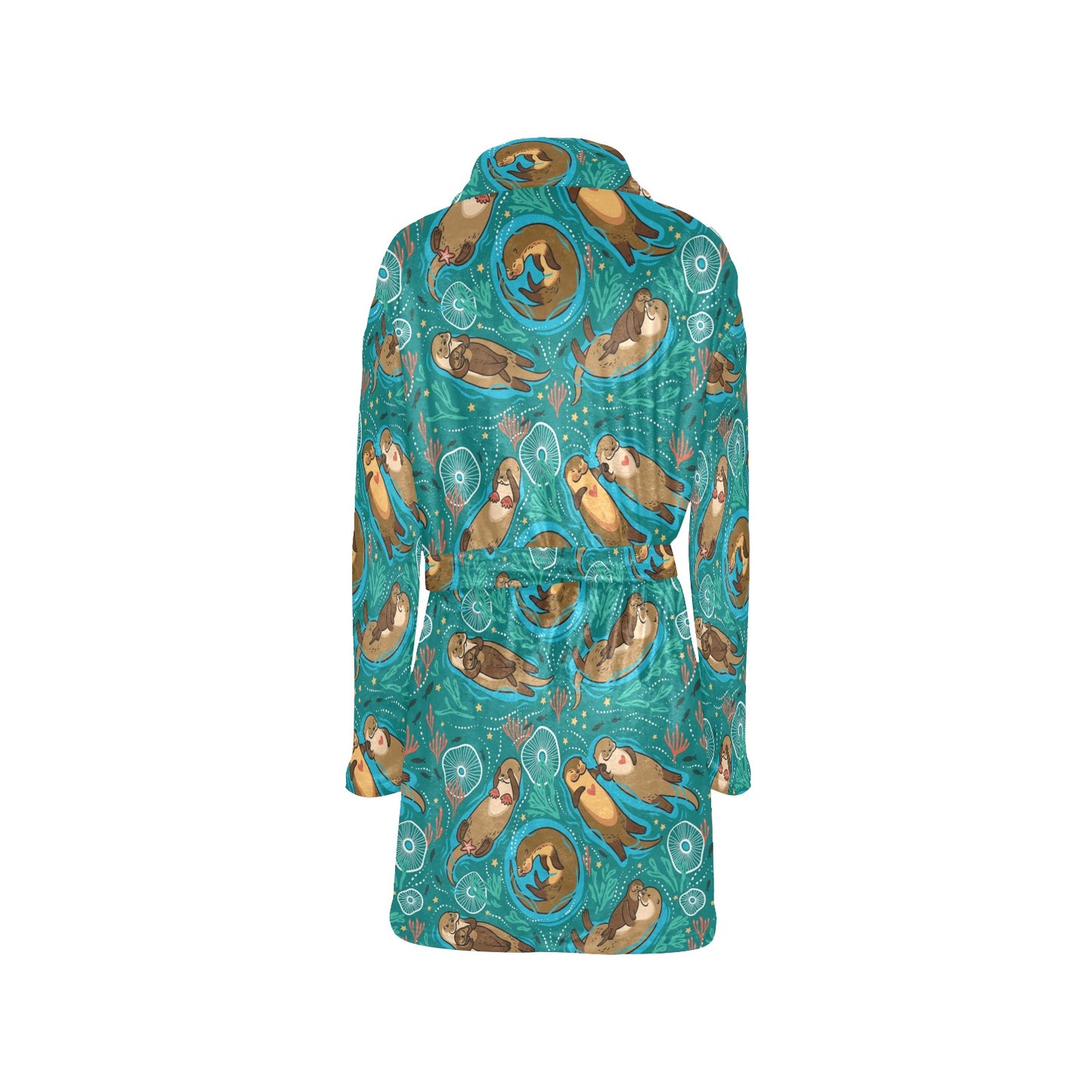 Sea Otter Pattern Print Design 01 Women's Fleece Robe