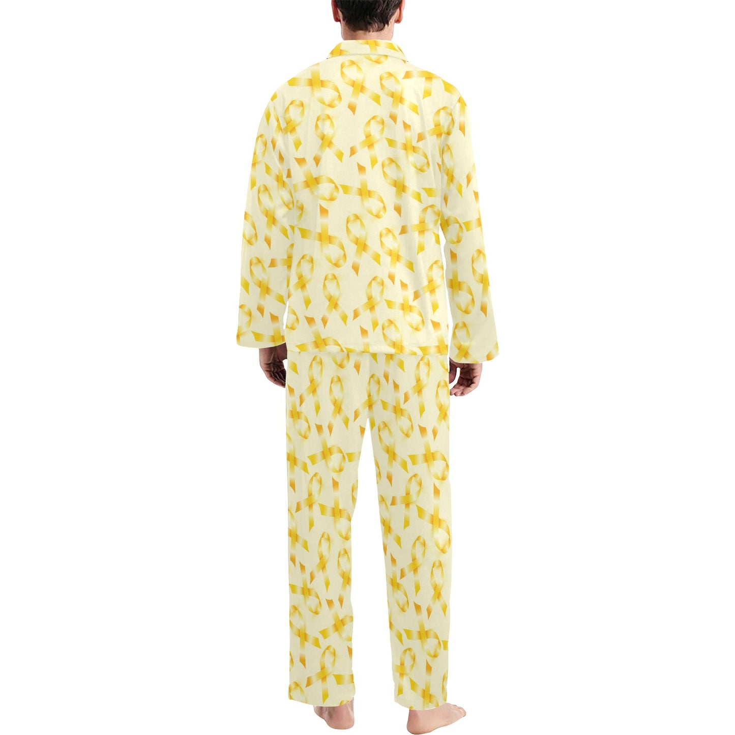 Childhood cancer Pattern Print Design 01 Men's Long Pajama Set