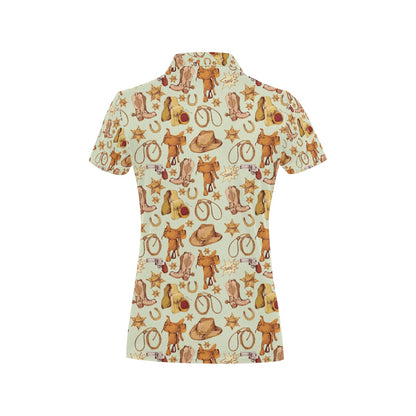 Western Cowboy Design Pattern Women's Polo Shirt