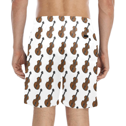 Violin Print Design LKS405 Men's Swim Trunks Beach Shorts