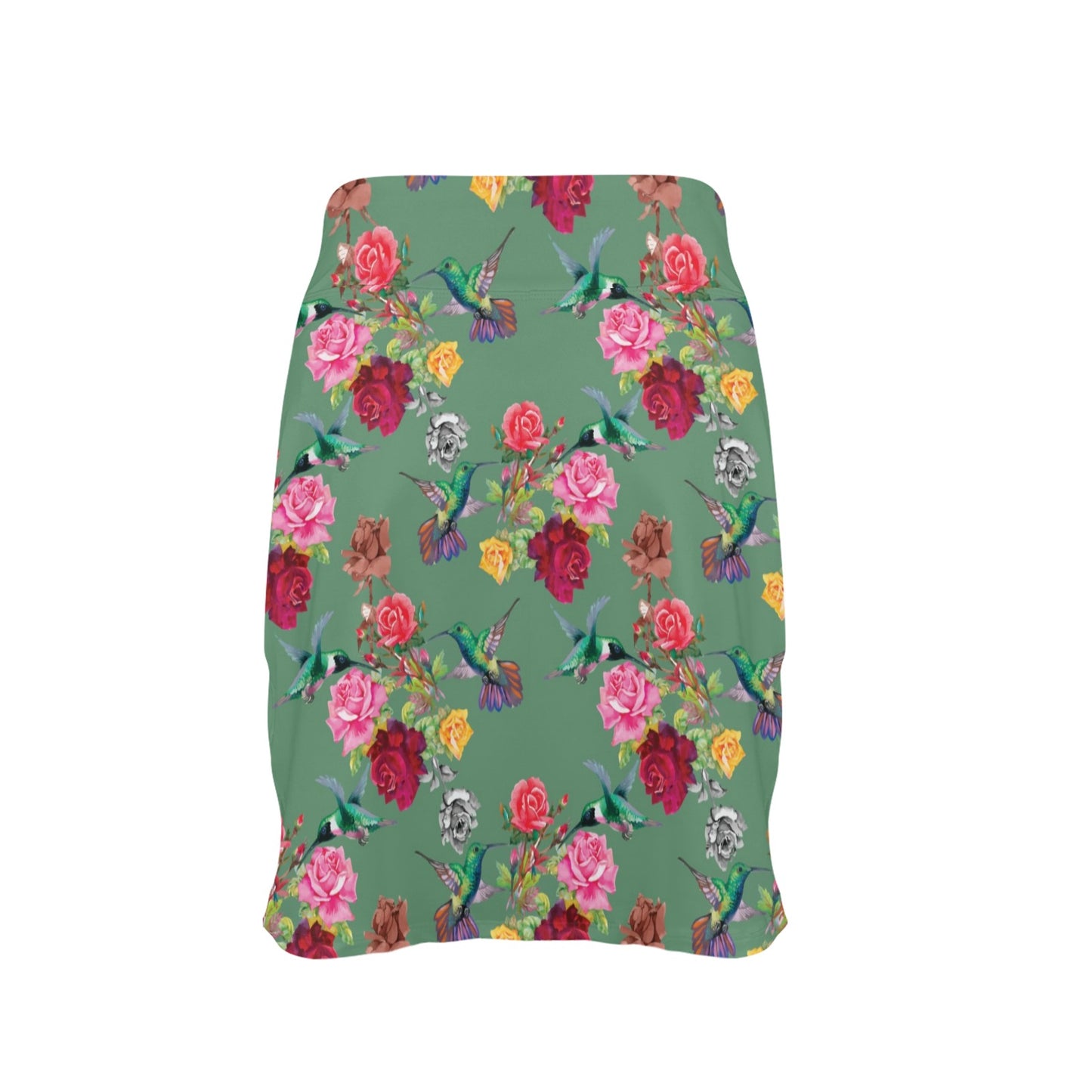 Hummingbird with Rose Themed Print 17" Golf & Pickleball Skort with Pockets