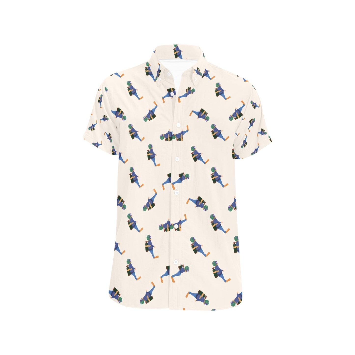 Scuba Driver Print Design LKS301 Men Short Sleeve Button Up Shirt