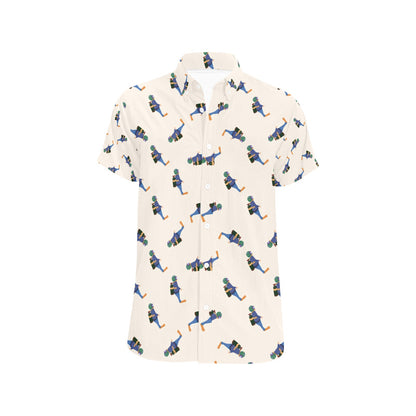 Scuba Driver Print Design LKS301 Men Short Sleeve Button Up Shirt