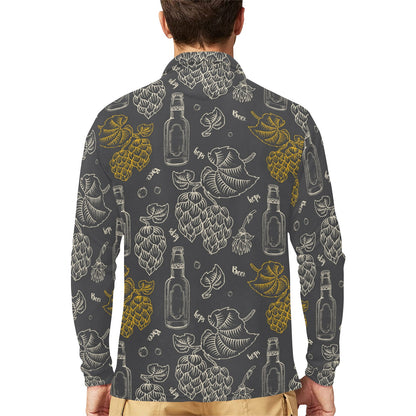 Hope Pattern Print Design 01 Long Sleeve Polo Shirt For Men's
