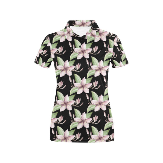 Plumeria Pattern Print Design PM02 Women's Polo Shirt