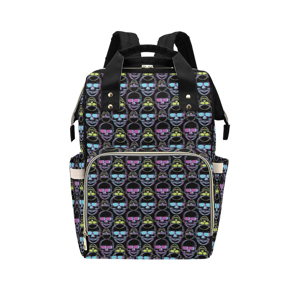 Skull 3D Colorful Print Design LKS309 Diaper Bag Backpack