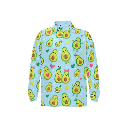 Avocado Pattern Print Design AC09 Long Sleeve Polo Shirt For Men's