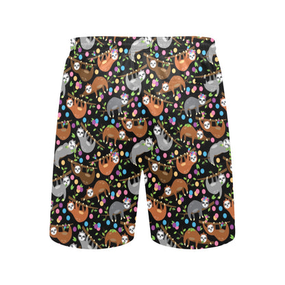 Sloth Print Design LKS306 Men's Swim Trunks Beach Shorts
