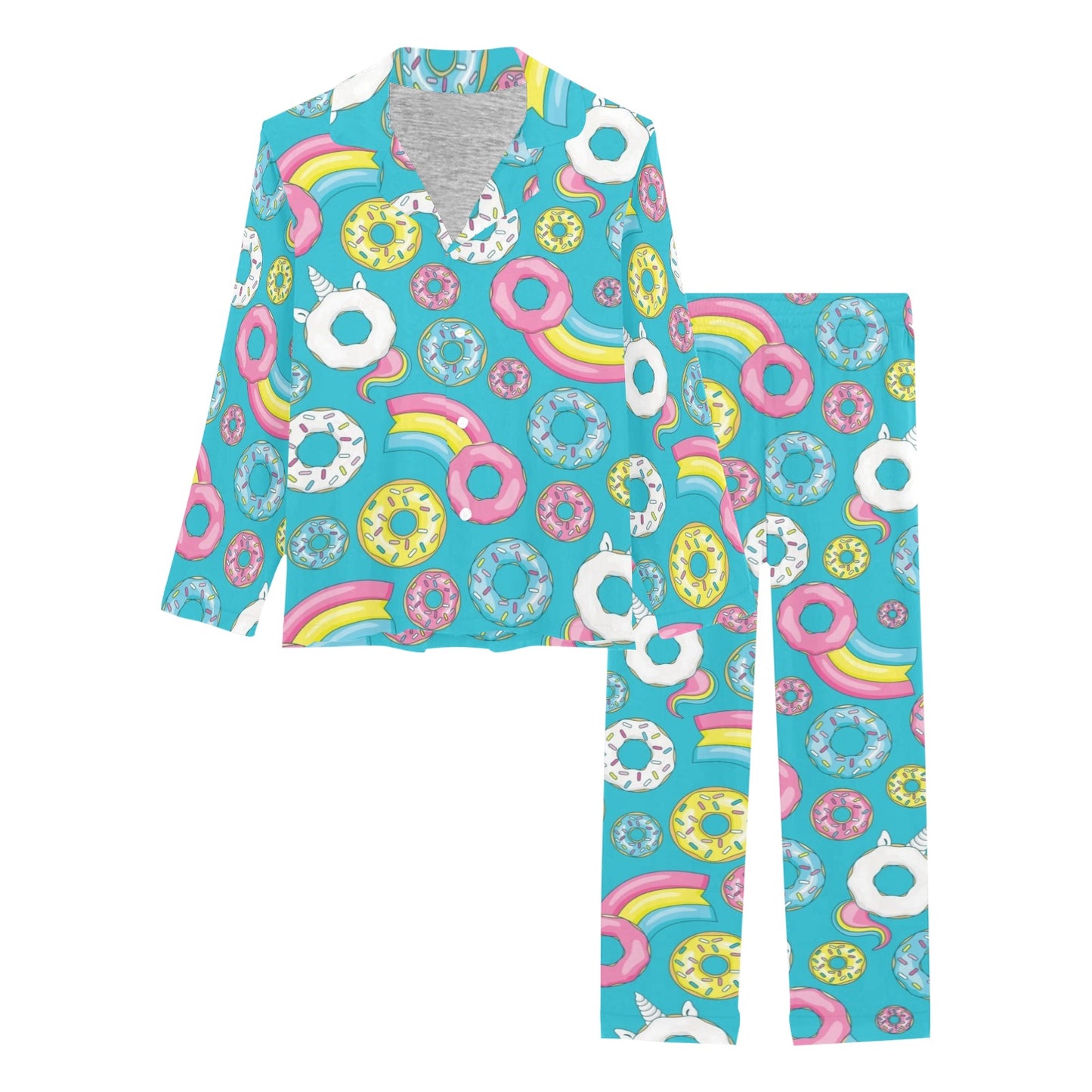 Donut Pattern Print Design DN013 Women's Long Pajama Set