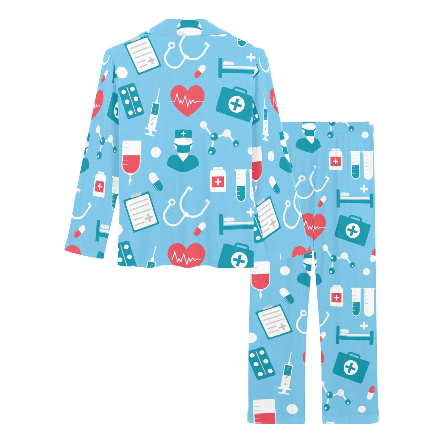 Nurse Pattern Print Design A03 Women's Long Pajama Set