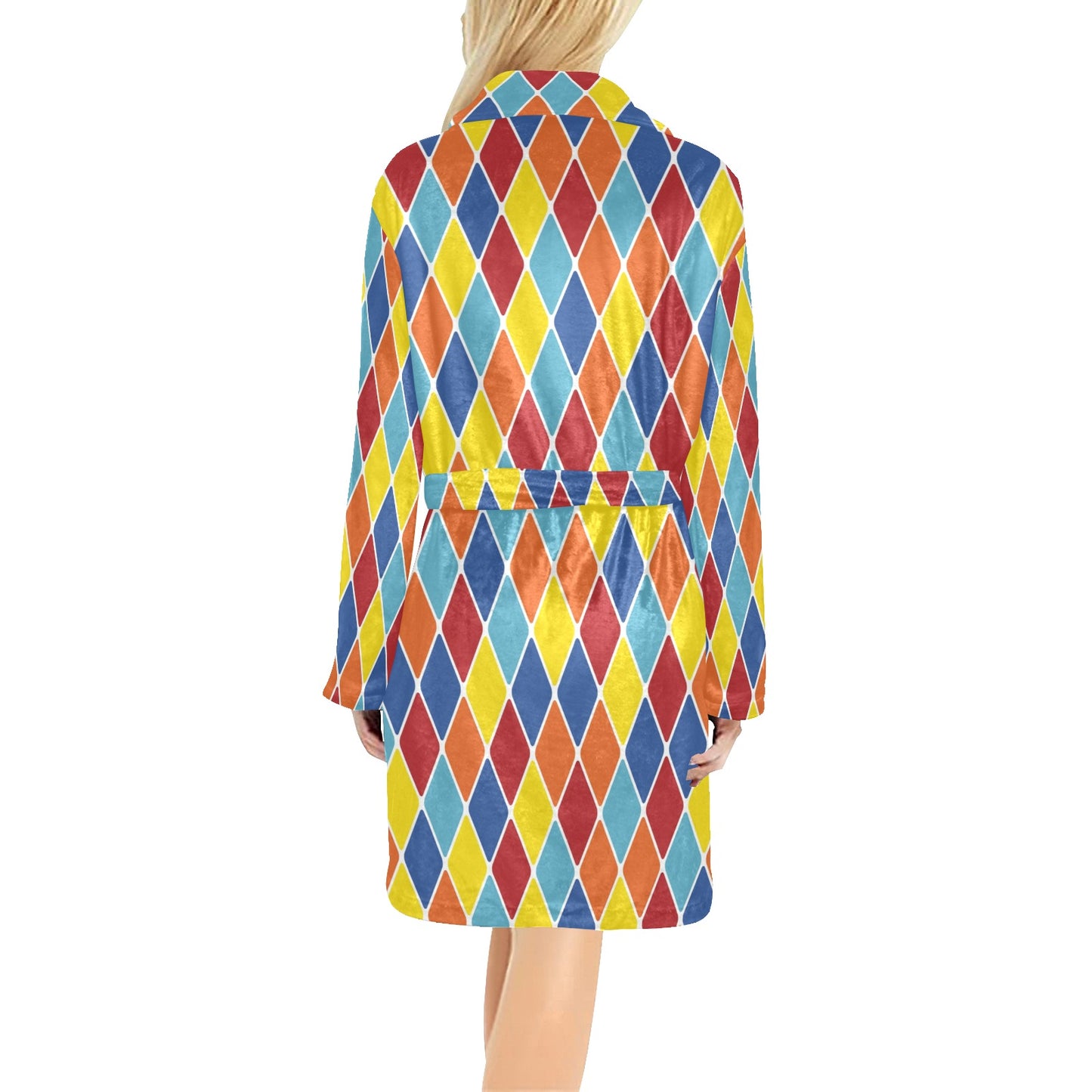 Harlequin Pattern Print Design 01 Women's Fleece Robe