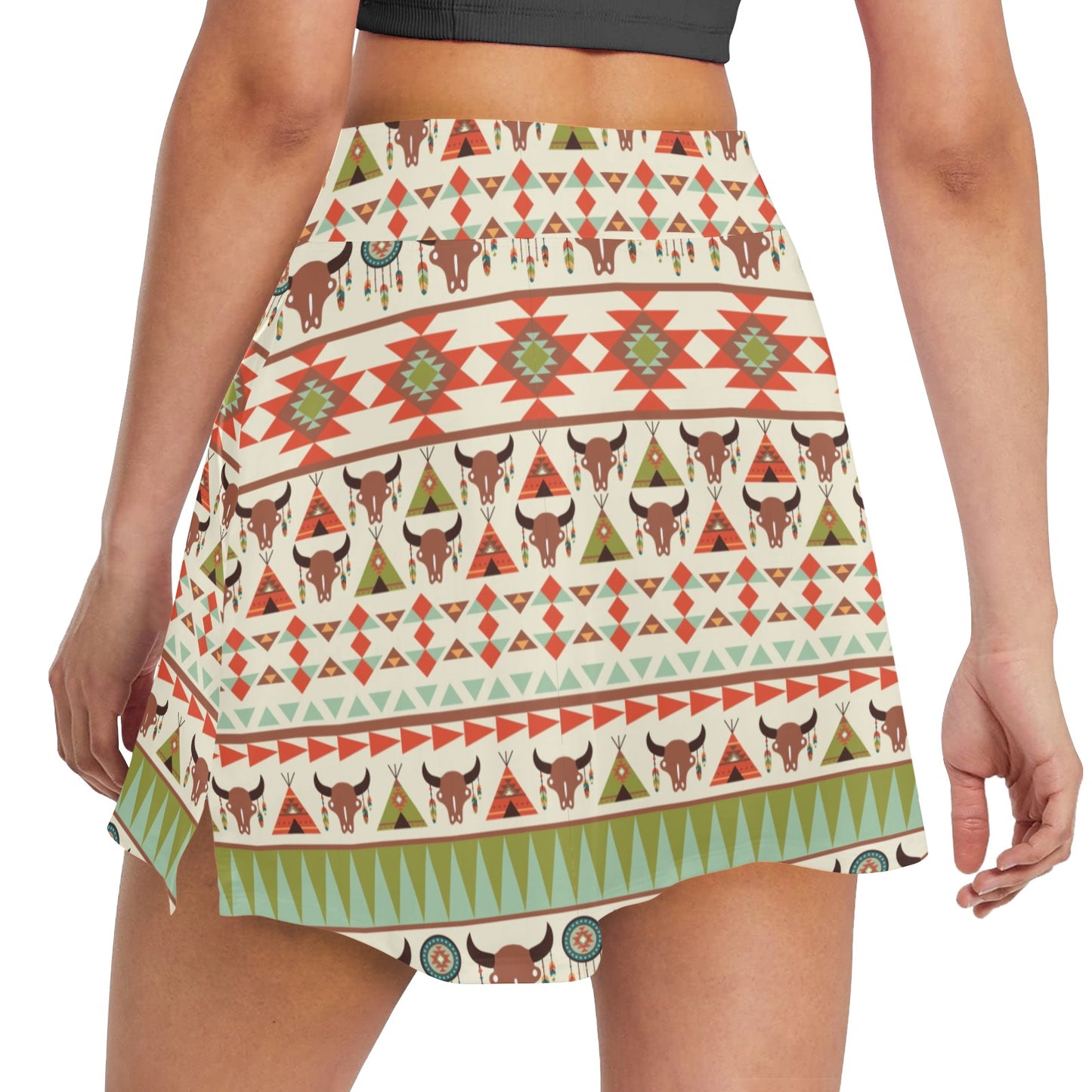 American indian Ethnic Pattern 17" Golf & Pickleball Skort with Pockets