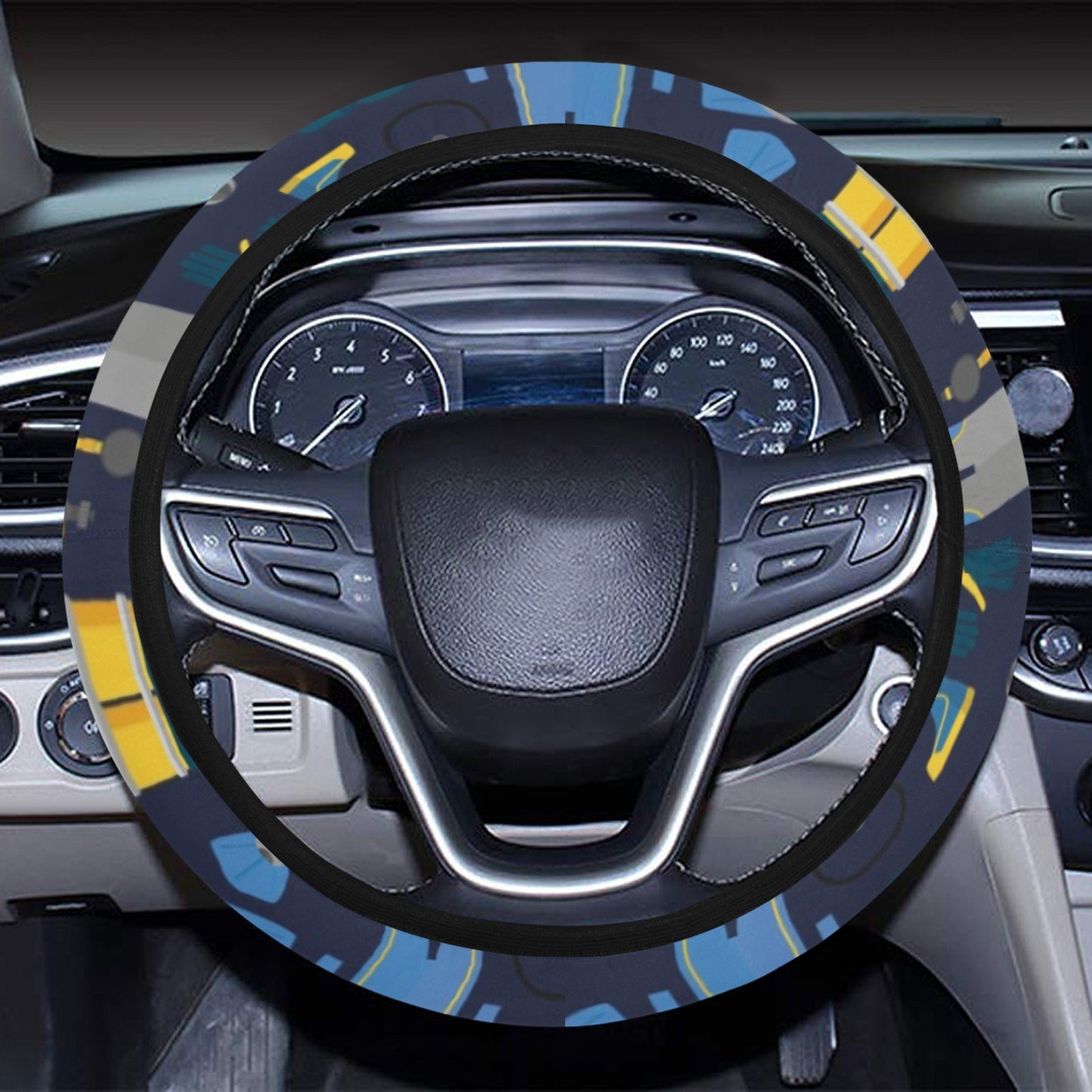 Scuba Equipment Print Design LKS305 Steering Wheel Cover with Elastic Edge