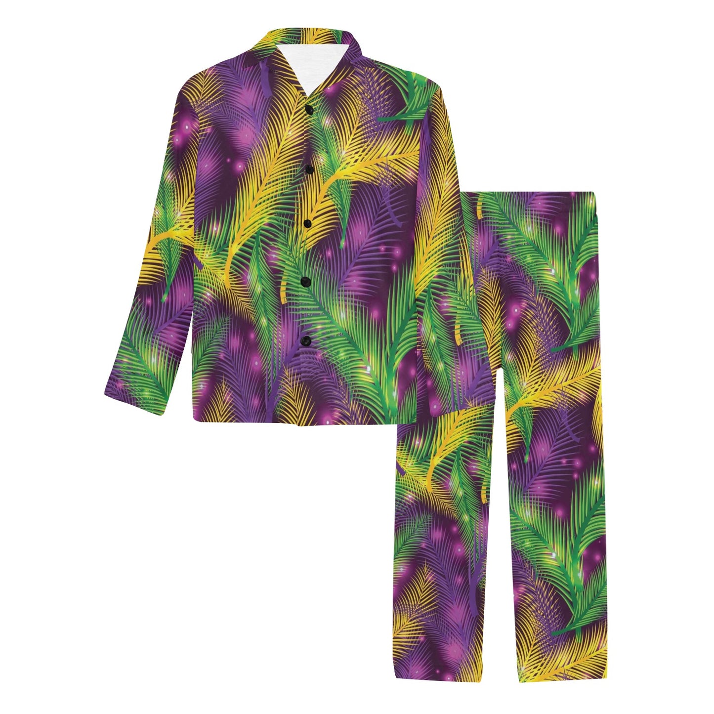 Mardi Gras Pattern Print Design 09 Men's Long Pajama Set