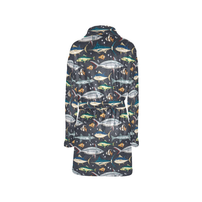 Swordfish Pattern Print Design 04 Women's Fleece Robe