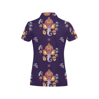 Ganesha Pattern Print Design 04 Women's Polo Shirt