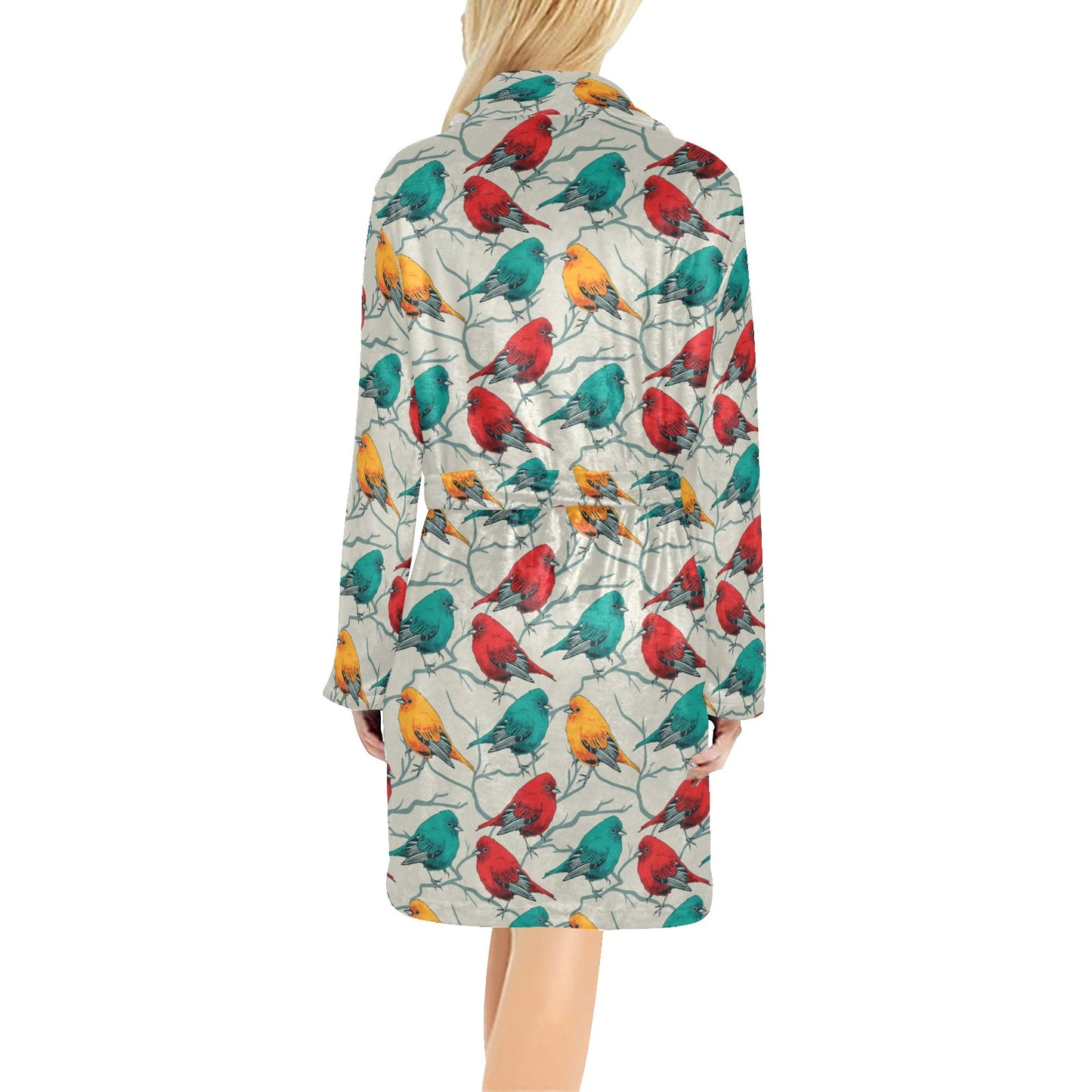 Birds Pattern Print Design 04 Women's Fleece Robe
