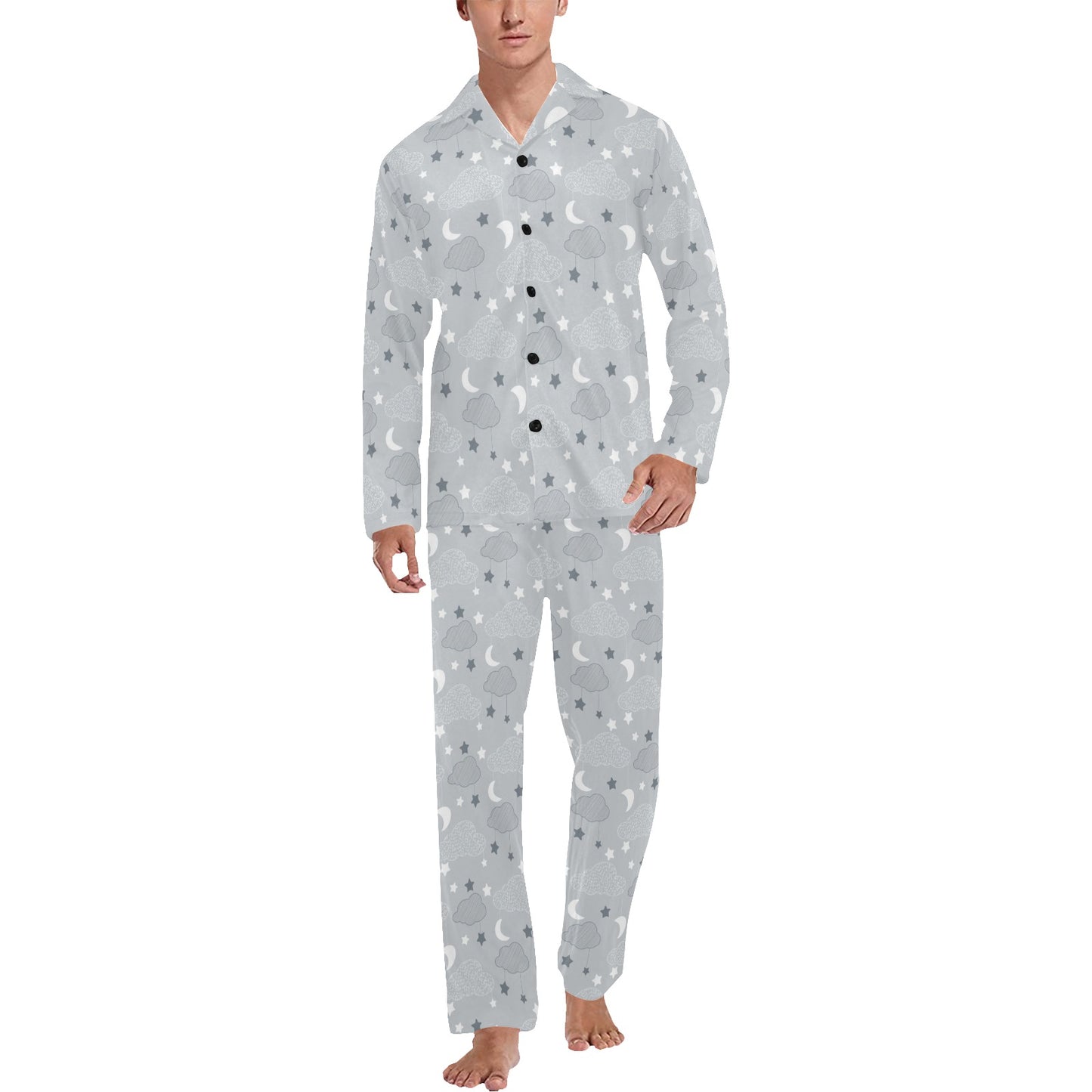 Cloud Pattern Print Design 04 Men's Long Pajama Set