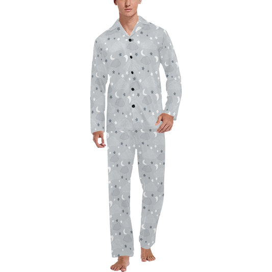 Cloud Pattern Print Design 04 Men's Long Pajama Set