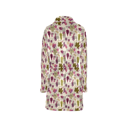 Wine Style Design Print Women's Fleece Robe