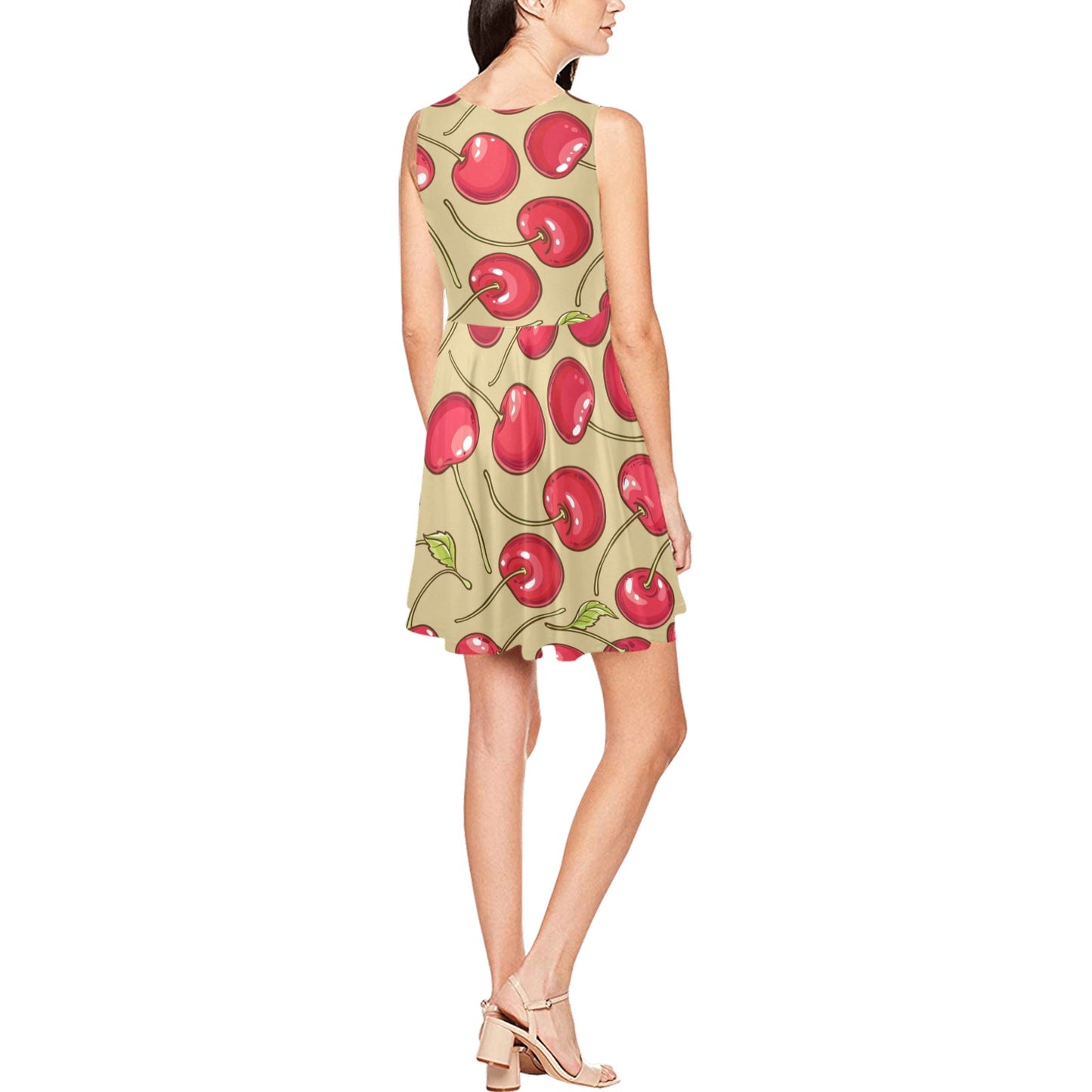 Cherry Pattern Print Design CH05 Sleeveless Dress