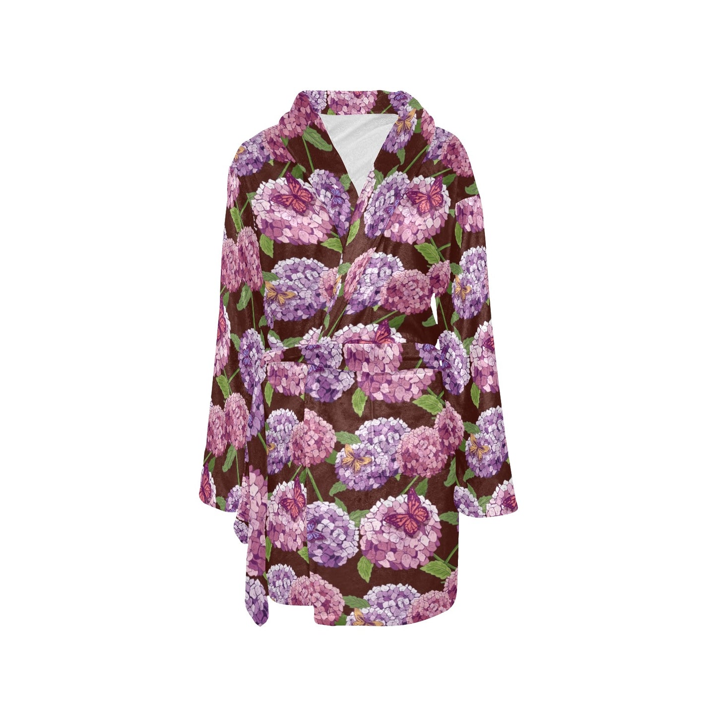 Hydrangea Pattern Print Design HD08 Women's Fleece Robe